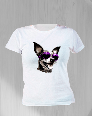 Camiseta mujer "Perro Con gafas"
