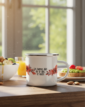 taza metal buenos Dias