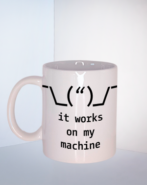 Taza cerámica "It works on my machine"