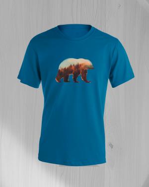 Camiseta Hombre Algodón Azul "Oso"