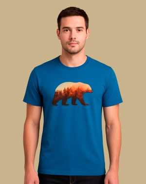 Camiseta Hombre Algodón Azul "Oso"