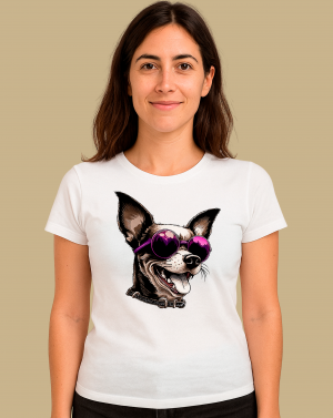 Camiseta mujer "Perro Con gafas"