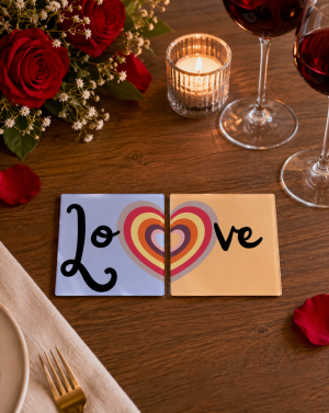 Posavasos de cristal sublimados Love
