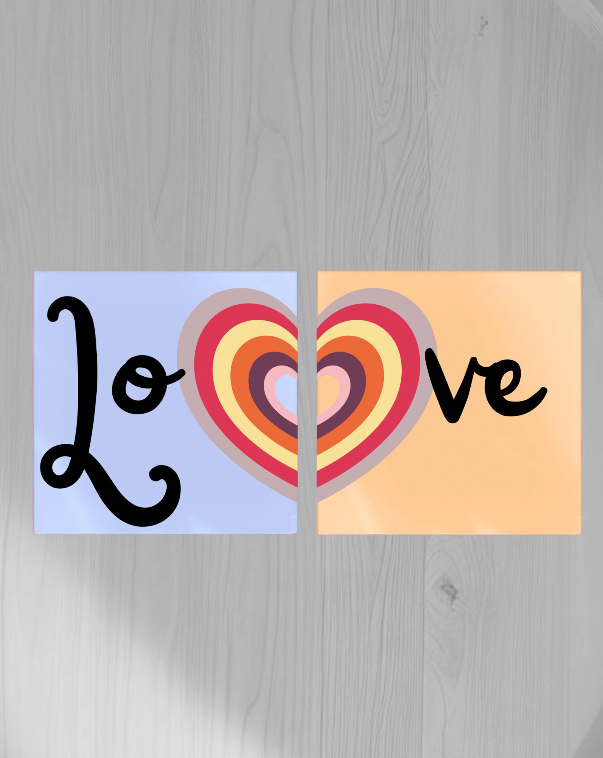 Posavasos de cristal sublimados Love Detalle