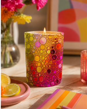 Vela de soja ecológica Burbujas con diseño sublimado multicolor